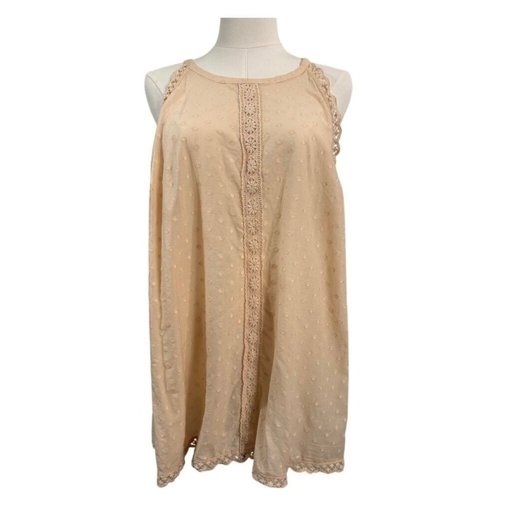 Torrid Sleeveless Top 1 Cream Swiss Dot Crochet Boho Cottagecore 100% Cotton